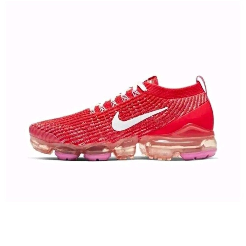 Nike Air VaporMax Flyknit 3 Track Red/Pink/White Low Top Sneaker CU4756-600 Sz 8